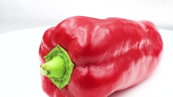 Сладкий Красный Перец Крупным Планом Ротации Здоровые Овощи — стоковое видео