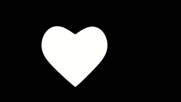 Λευκή Καρδιά Μαύρο Φόντο Αγάπη Ρομαντισμός Βίντεο Κινουμένων Σχεδίων Για — Αρχείο Βίντεο