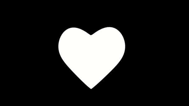 Corazón Blanco Sobre Fondo Negro Amor Romance Imágenes Animación Para — Vídeos de Stock