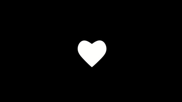 白い心臓が黒い背景に ロマンス ビデオ編集のためのアニメーション映像 — ストック動画