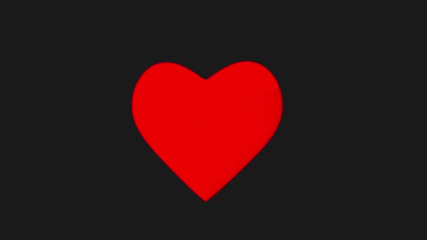 Красное Объемное Сердце Темно Сером Фоне Любовь Романтика Анимационные Кадры — стоковое видео
