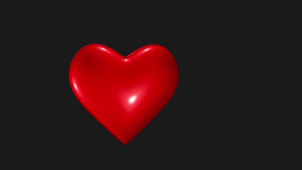 Koyu Gri Arka Planda Kırmızı Hacimli Boyutlu Kalp Aşk Romantizm — Stok video