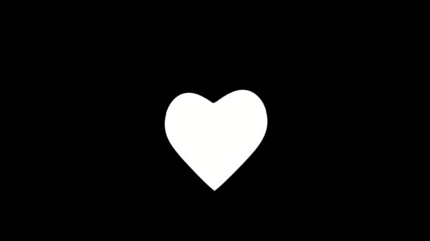 Λευκή Ρομαντική Καρδιά Μαύρο Φόντο Πλάνα Άλφα Επεξεργασία Animation — Αρχείο Βίντεο