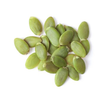 Kabak tohumları beyaz, üst görünümde izole