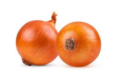 Beyaz arkaplanda soğan izole edildi