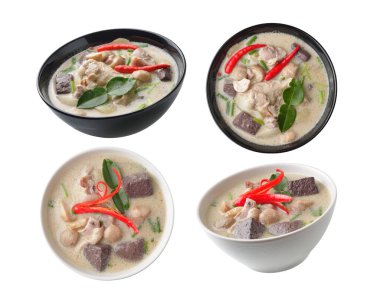 Şeffaf png üzerinde hindistan cevizi sütlü baharatlı tavuk körisi.