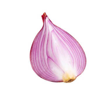 Beyaz arkaplanda kırmızı soğan izole edildi