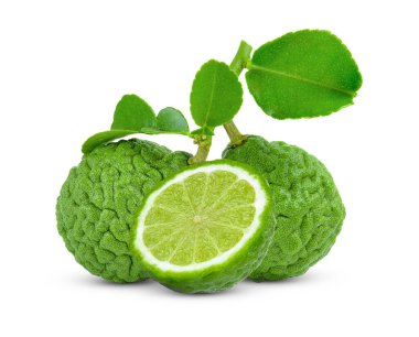 Beyaz arka planda Bergamot meyvesi