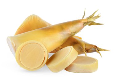 Beyaz arkaplanda bambu filizleri