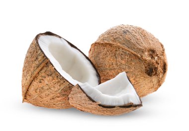 Hindistan cevizi beyaz arkaplanda izole edildi