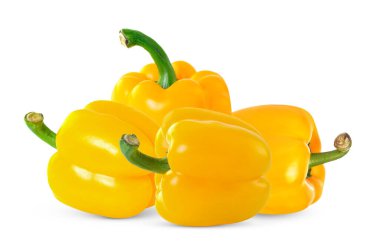 Beyaz arka planda izole edilmiş tatlı sarı biber