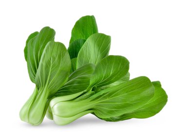 Beyaz arkaplanda bok choy sebzesi