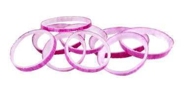 Beyaz arkaplanda soğanı dilimle