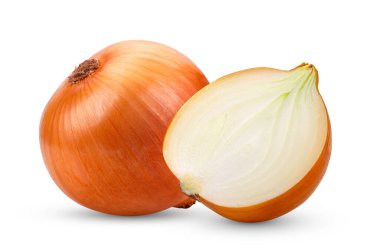 Beyaz arkaplanda soğan soğanları izole edildi
