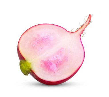 Beyaz arkaplanda kırmızı turp izole edildi.