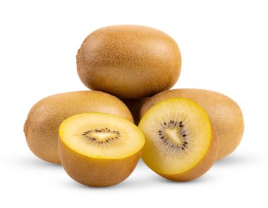 Kivi altın beyaz arka plan üzerinde izole