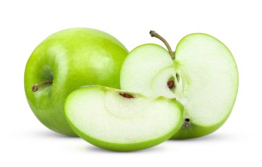 Yeşil Elma beyaz arkaplanda izole edildi