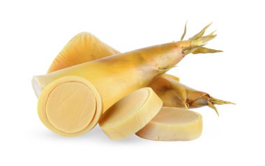 Beyaz arkaplanda bambu filizleri