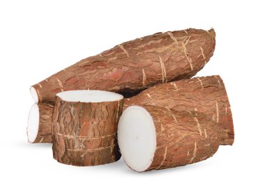 Beyaz arkaplanda yalıtılmış manyok