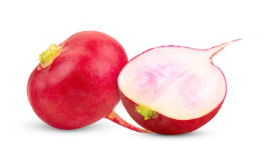 Beyaz arkaplanda kırmızı turp izole edildi