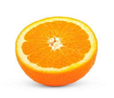 Beyaz arka plan üzerinde izole yarım turuncu meyve