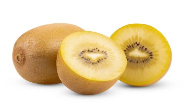 Kivi altın beyaz arka plan üzerinde izole