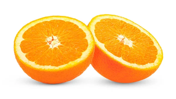 Halb Orangefarbene Früchte Isoliert Auf Weißem Hintergrund lizenzfreie Stockfotos