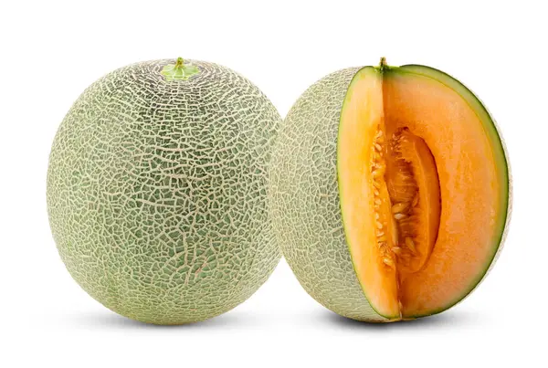 Meloen Geïsoleerd Witte Achtergrond Rechtenvrije Stockafbeeldingen
