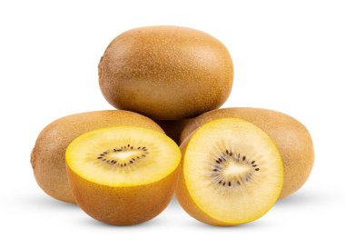 Kivi altın beyaz arka plan üzerinde izole