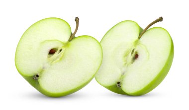 Yeşil Elma beyaz arkaplanda izole edildi