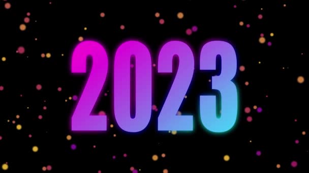 Gradient Text 2023 Animation Och Glitter Isolerad Svart Bakgrund 2023 — Stockvideo