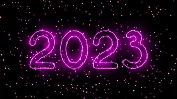 Text 2023 Jiskřičky Animace Izolované Černém Pozadí 2023 Nový Rok — Stock video