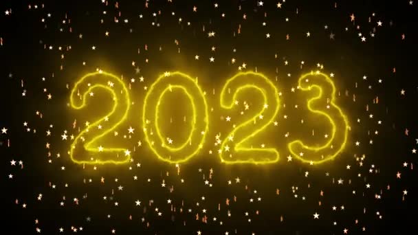 2023 Искрометная Анимация Изолированная Черном Фоне 2023 Год Новый Год — стоковое видео