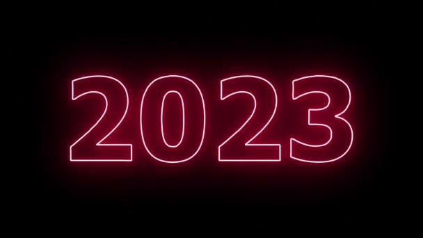 文字2023和闪烁着的动画与黑色背景隔离 2023新年 设计模板新年快乐概念节日动画卡 — 图库视频影像