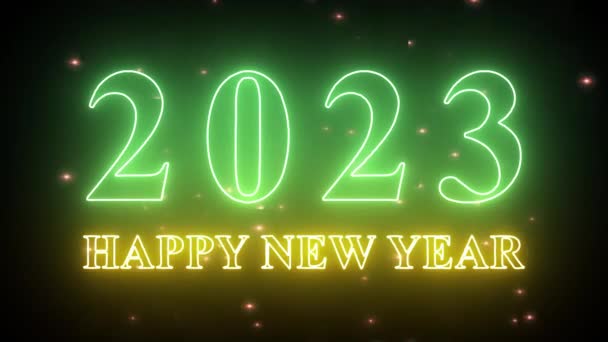Text 2023 Und Funkelanimation Isoliert Auf Schwarzem Hintergrund 2023 Neujahr — Stockvideo