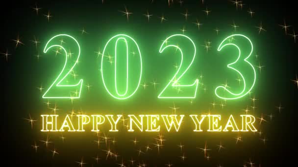 2023 Искрометная Анимация Изолированная Черном Фоне 2023 Год Новый Год — стоковое видео