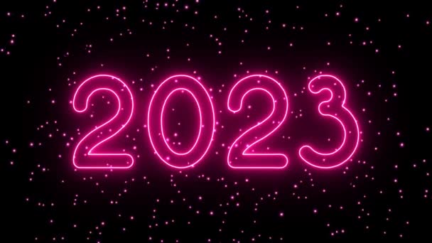 Текст 2023 Року Ігриста Анімація Ізольовані Чорному Тлі 2023 Новий — стокове відео