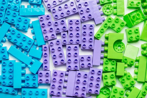 Colorful Plastic Construction Blocks Children Construction Kit Educational Concept Fotos De Bancos De Imagens