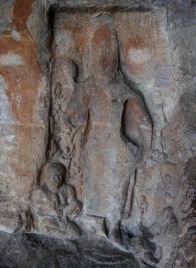Badami 'nin ünlü mağara tapınakları. Karnataka. Hindistan.