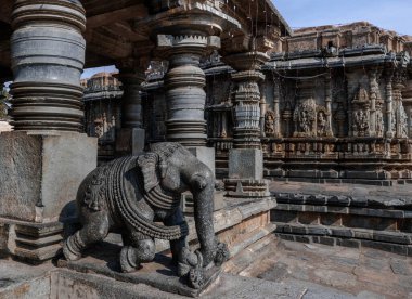 Belur 'daki ortaçağ Hindu tapınağı kompleksi. Hindistan.