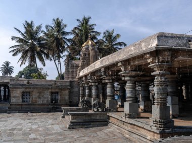 Belur 'daki ortaçağ Hindu tapınağı kompleksi. Hindistan.