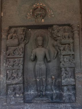 Ajanta, Hindistan 'da, Maharashtra eyaletinde bir Budist tapınağı ve mağara kompleksi. Maharashtra. Hindistan.