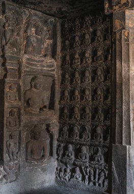 Ajanta, Hindistan 'da, Maharashtra eyaletinde bir Budist tapınağı ve mağara kompleksi. Maharashtra. Hindistan.