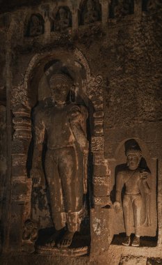 Ajanta, Hindistan 'da, Maharashtra eyaletinde bir Budist tapınağı ve mağara kompleksi. Maharashtra. Hindistan.