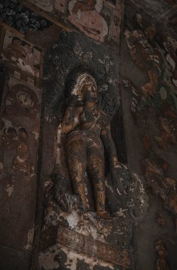 Ajanta, Hindistan 'da, Maharashtra eyaletinde bir Budist tapınağı ve mağara kompleksi. Maharashtra. Hindistan.