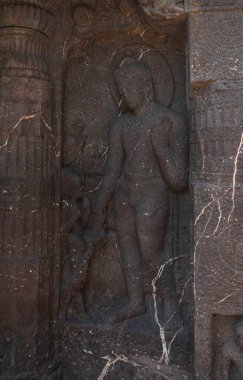 Ajanta, Hindistan 'da, Maharashtra eyaletinde bir Budist tapınağı ve mağara kompleksi. Maharashtra. Hindistan.