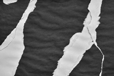 Siyah ve Beyaz Yırtık Kağıt Kolajı Biçimi, Yırtılmış Kağıt Efekti, Doku Soyut Arkaplan, Metin için Boşluğu Kopyala.