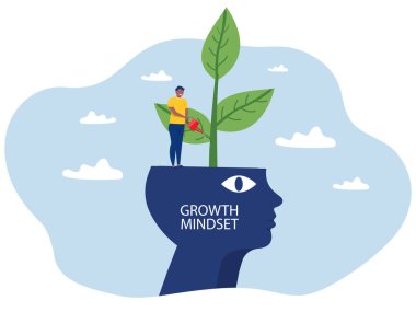 Elinde ampul fikri olan bir iş adamı farklı sabit bir zihniyetten baş insan konsepti çizer üzerine gelişen bir zihniyete atlıyor.