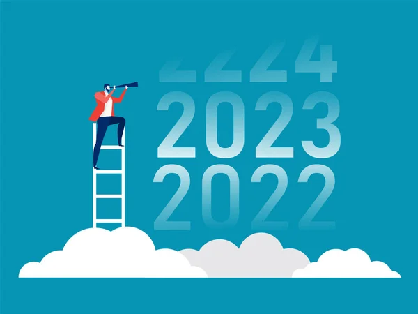 Visi Bisnis Dengan Teropong Untuk Peluang Spyglass Pada Dari 2021 - Stok Vektor