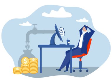 Çevrimiçi iş yapmak Para Çevrimiçi mutlu iş adamı Laptop Business Concept Illustration aracılığıyla online para kazan
